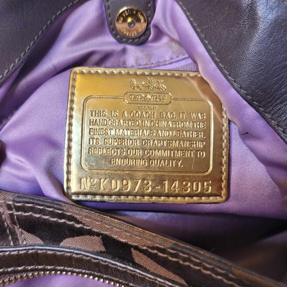 COACH Women's MAGGIE Brown Signature C Monogram Textile Hobo Shoulder Handbag  M - Picture 4 of 7